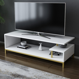 Decorotika Reilly Gold and White 2 Shelf TV Unit
