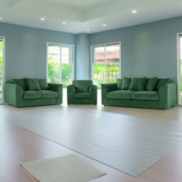 Luxor 6 Seater Green Jumbo Cord Sofa Set with Scatter Back