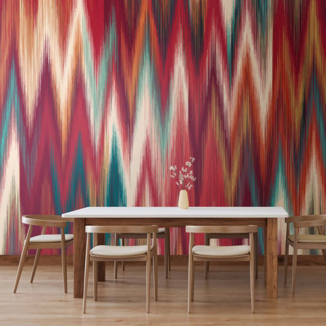 Origin Murals Ikat Zig Zag Red Wall Mural - image 1