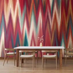 Origin Murals Ikat Zig Zag Red Wall Mural