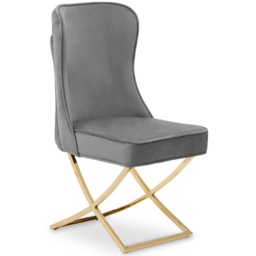 Premier Housewares Belle Grey Velvet Button Tufted Dining Chair - thumbnail 2