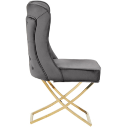 Premier Housewares Belle Grey Velvet Button Tufted Dining Chair - thumbnail 3