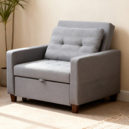 Home Source Charleston Dark Grey Linen Single Seater Sofa Bed