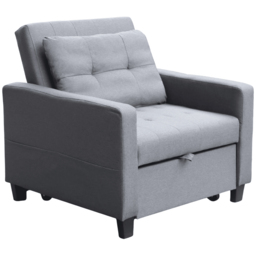 Home Source Charleston Dark Grey Linen Single Seater Sofa Bed - thumbnail 2