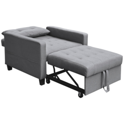 Home Source Charleston Dark Grey Linen Single Seater Sofa Bed - thumbnail 3