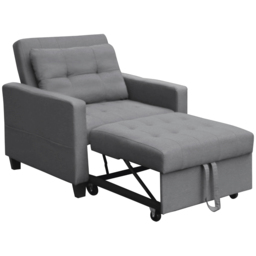 Home Source Charleston Dark Grey Linen Single Seater Sofa Bed - thumbnail 4