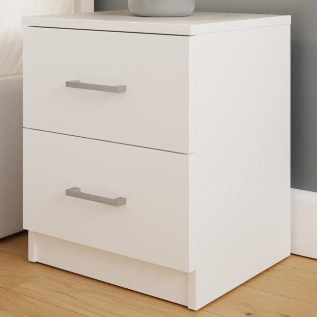 GFW Bailey White 2 Drawer Bedside Table Set of 2