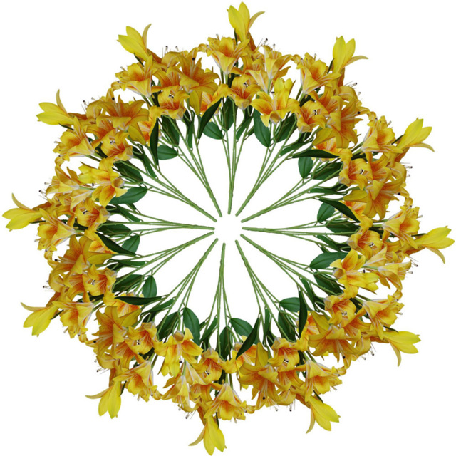 Leaf Yellow Lily Stem Artificial Flower 60cm 12 Pack - image 1