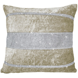 Intimates Topaz Natural Crushed Velvet Diamante Filled Cushion 43 x 43cm 2 Pack
