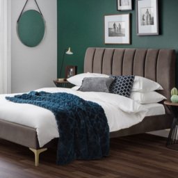 Julian Bowen Deco King Size Truffle Velvet Bed Frame
