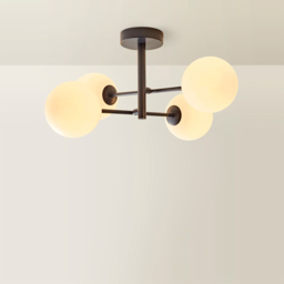 ValueLights Darla Navy 4 Way Frosted Globe Bathroom Ceiling Light Fitting and Bulbs - thumbnail 3