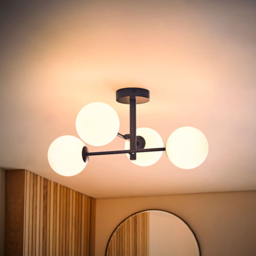 ValueLights Darla Navy 4 Way Frosted Globe Bathroom Ceiling Light Fitting and Bulbs - thumbnail 2