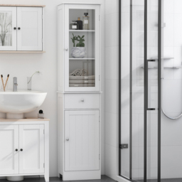 Kleankin 2 Door Single Drawer White Bathroom Floor Cabinet