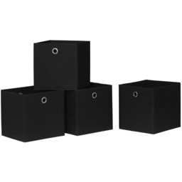 Home Source Black Fabric Cube Storage Box 4 Pack - thumbnail 3