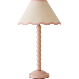 ValueLights Bobbins Pink Scallop Shade Rose Pink LED Table Lamp