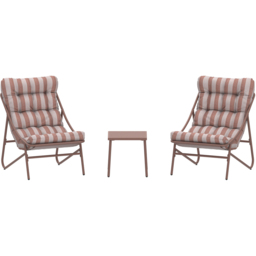 Charles Bentley Porto Terracotta 2 Seater Stripe Olefin Fabric Garden Bistro Set - thumbnail 2