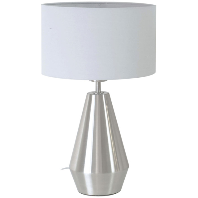 ValueLights Jax Reni Grey and Chrome Drum Shade Touch LED Table Lamp - image 1