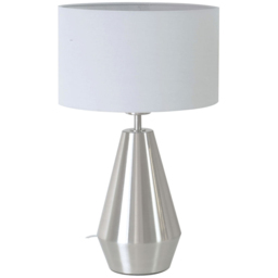 ValueLights Jax Reni Grey and Chrome Drum Shade Touch LED Table Lamp