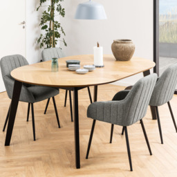 Florence Georgetown Round 6 Seater Dining Table Oak and Black