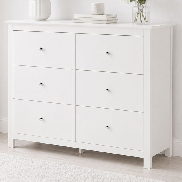 Core Products Nairn 6 Drawer White Wide Chest of Drawers - image 1