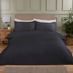 Waffle Block Duvet Set Navy Double