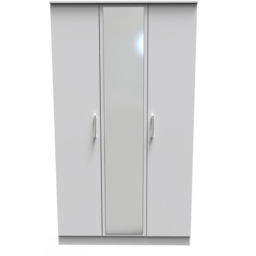 Crowndale Devon Ready Assembled 3 Door Grey Matt Mirrored Wardrobe - thumbnail 2
