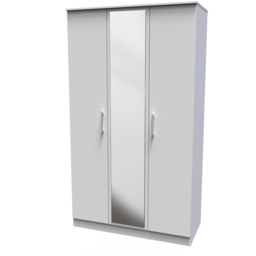 Crowndale Devon Ready Assembled 3 Door Grey Matt Mirrored Wardrobe - thumbnail 4