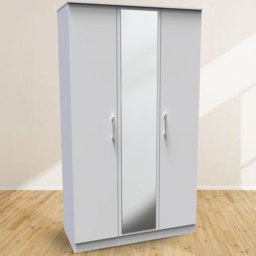 Crowndale Devon Ready Assembled 3 Door Grey Matt Mirrored Wardrobe - thumbnail 1