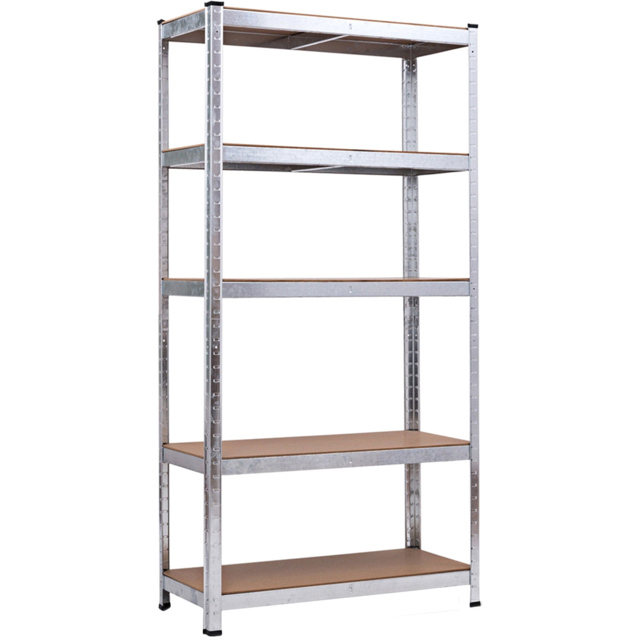 AMOS 5 Tier Silver Powder Coated Steel Shelving Unit - image 1