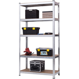 AMOS 5 Tier Silver Powder Coated Steel Shelving Unit - thumbnail 2