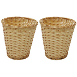 JVL 4 Piece Acacia Honey Round Willow Laundry and Waste Paper Basket Set - thumbnail 4
