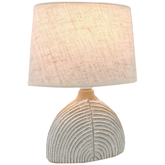 Acacia Home 30cm Cream Cement Table Lamp with Beige Fabric Shade - image 1