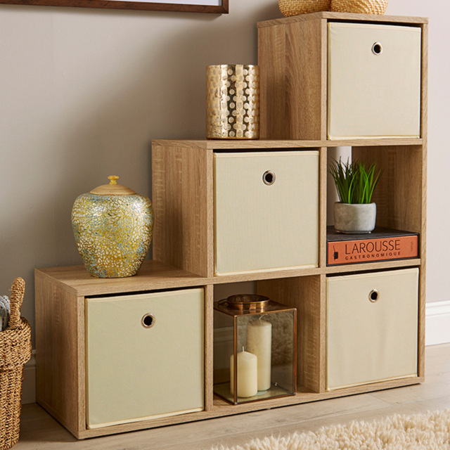 Home Source Oak 6 Cube Staircase Storage Shelf Unit - image 1