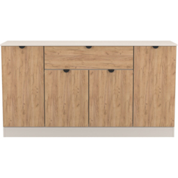 Crowndale Bora 4 Door Single Drawer Gold Craft Oak and Kashmir Wide Sideboard Ready Assembled - thumbnail 2
