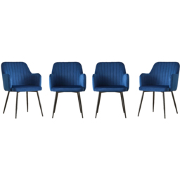 Indoor Living Charlotte 4 Seater Velvet Marble Top Dining Set Blue - thumbnail 3