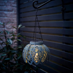 ValueLights Artichoke Powder Blue Solar Powered LED Hanging Outdoor Lantern Light - thumbnail 2
