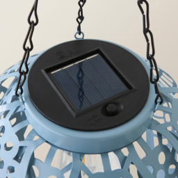 ValueLights Artichoke Powder Blue Solar Powered LED Hanging Outdoor Lantern Light - thumbnail 3
