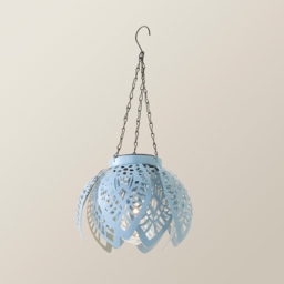 ValueLights Artichoke Powder Blue Solar Powered LED Hanging Outdoor Lantern Light - thumbnail 4