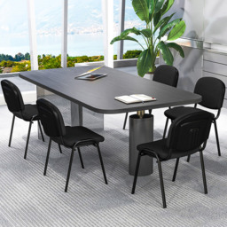 Costway Black Stackable Upholstered Armless Mesh Chair 2 Pack