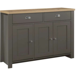 Birlea Highgate 3 Door 2 Drawer Dark Grey and Oak Sideboard - thumbnail 2