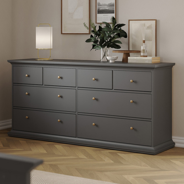 Florence Paris 8 Drawer Matt Grey Chest of Drawers - image 1