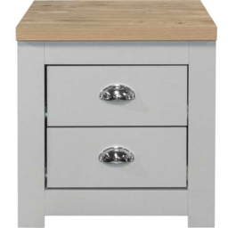 Highgate 2 Drawer Grey and Oak Bedside Table - thumbnail 3