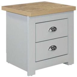 Highgate 2 Drawer Grey and Oak Bedside Table - thumbnail 2