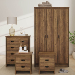 GFW Boston Knotty Oak 4 Piece Bedroom Furniture Set