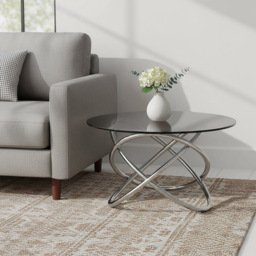 Premier Housewares Cassy Smoked Glass Top End Table - thumbnail 3