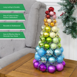 The Christmas Workshop Multicolour Rainbow Bauble Table Tree 1.5ft - thumbnail 3