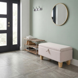 Living and Home 2 in 1 Linen Upholstered Ottoman Footstool - thumbnail 3