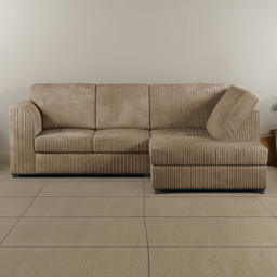 Luxor 4 Seater Coffee Jumbo Cord Right Hand L Shaped Corner Sofa with Full Back