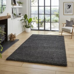 Ozzy Plain Shaggy Rug - Charcoal - 80x150cm - thumbnail 3