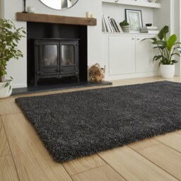 Ozzy Plain Shaggy Rug - Charcoal - 80x150cm - thumbnail 2